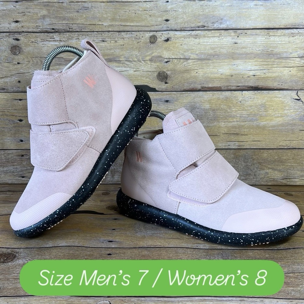 World Boots‎ Lees Spanish Pink Spec Black Suede Velcro Sneakers Men 7 Women 8